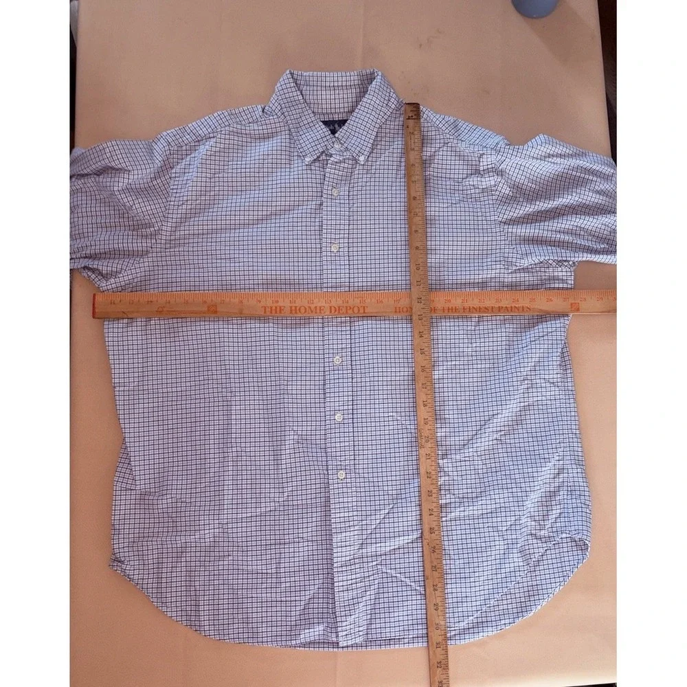 Polo Ralph Lauren Button Down XXL 2XL White Blue Black Plaid Check Long Sleeve